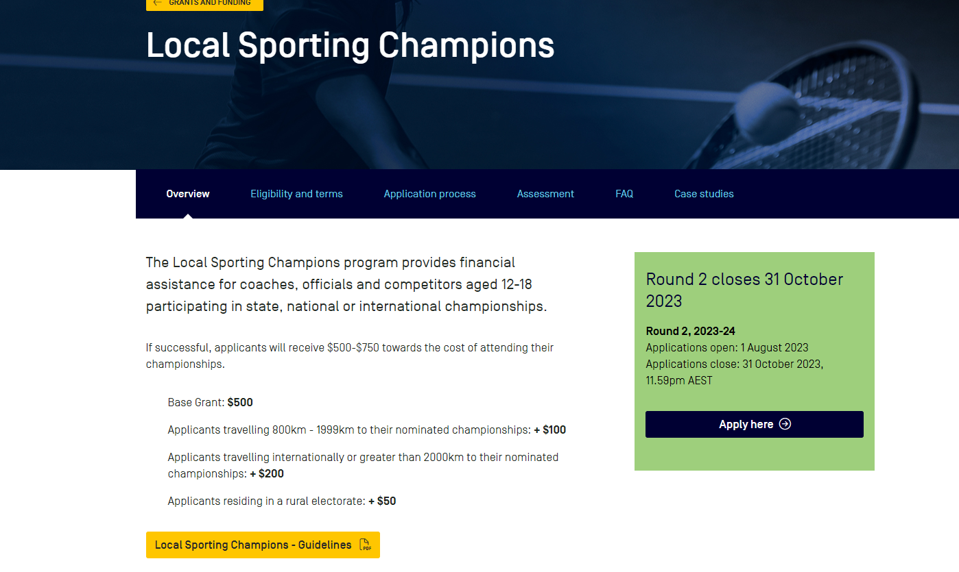 New Local Sporting Champions Grant