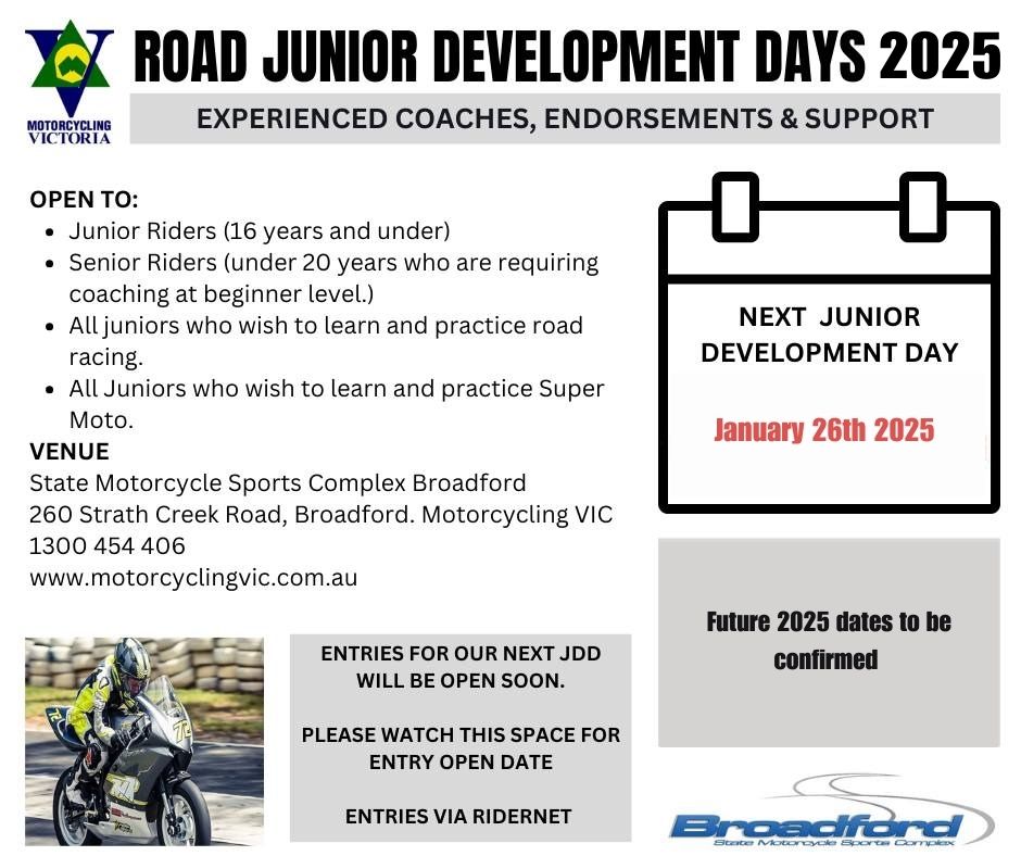 Junior Development Day January 26th 2025 Motorcycling Victoria